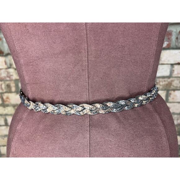 Nine west belt braided sparkly animal print y2k bronze black gold - Picture 11 of 12